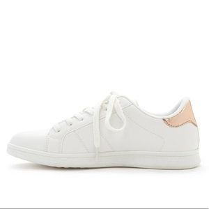 White Sneaker Rose Gold Metallic Back Trim